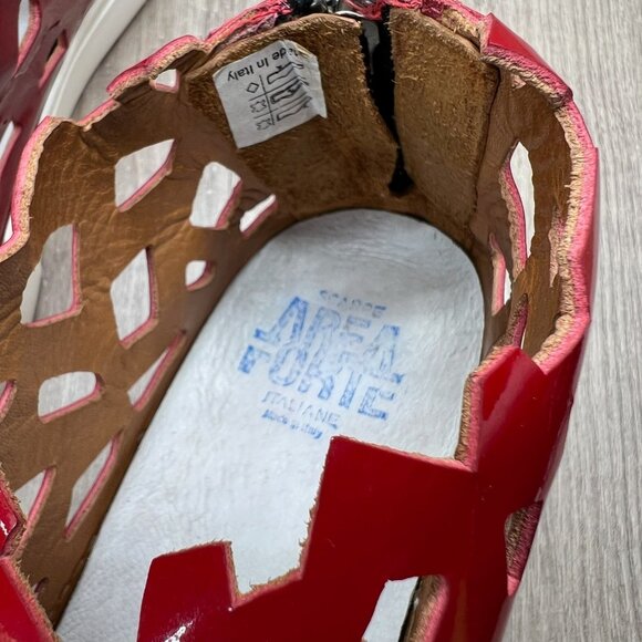 Area Forte Women Size 11 Italian Red Patent Leather Cut-Out Sneakers - Picture 8 of 10